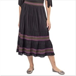 Linda Anderson Black Embroidered Boutique maxi midi Skirt sz L